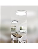 LUGANO LED-Deckenleuchte mit verstellbarem grauen Stoffschirm und Nachtlicht, 60 W, 5000 lm, 3000–5000 K, Ø 75 cm