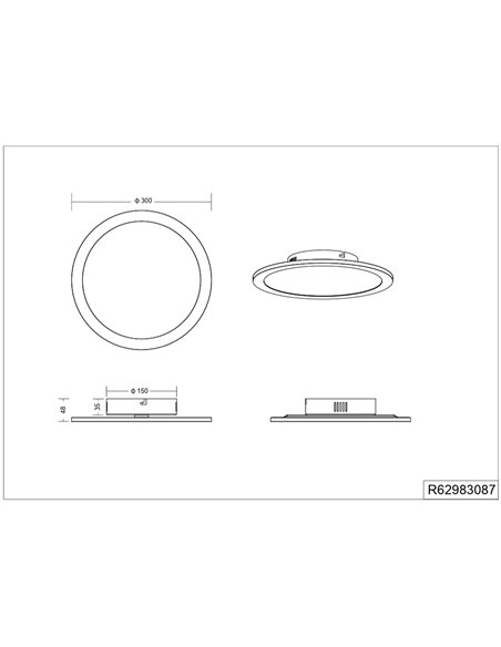 Plafón de techo LED TIBERIUS titán 16W 4000K 1500Lm Ø30cm para uso interior