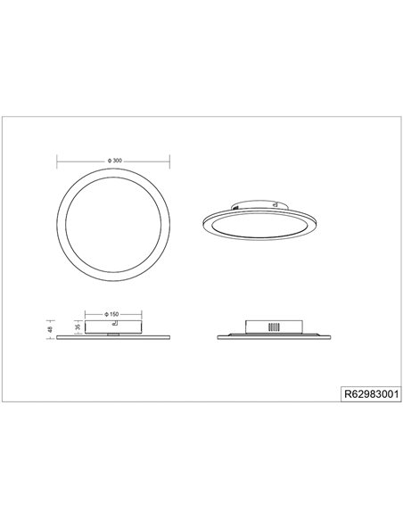 Plafón de techo LED TIBERIUS blanco 15,5 W 4000K 1700Lm Ø30cm IP20
