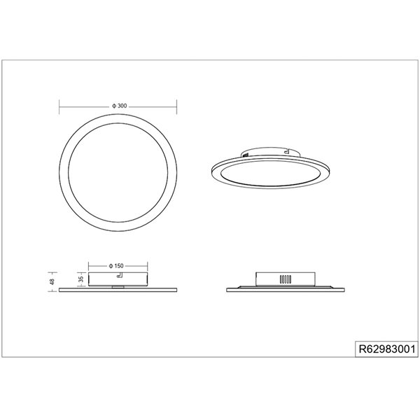 Luminária de teto LED TIBERIUS, branca, 15,5W, 4000K, 1700lm, Ø30cm, IP20