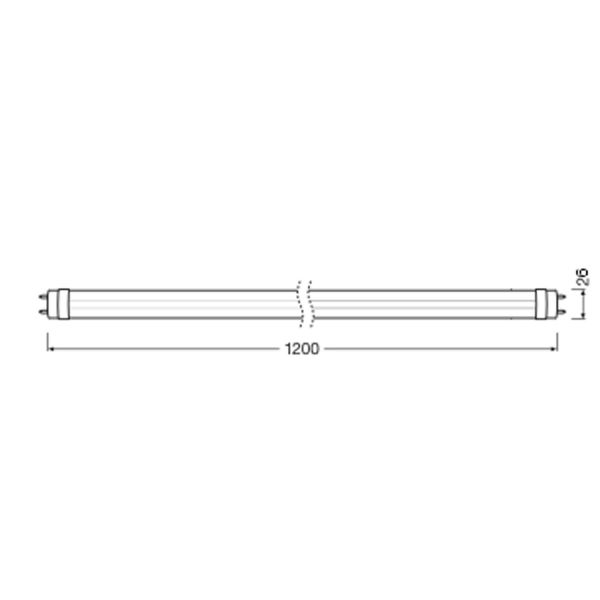Medidas Tubo LED T8 EM Value 1200 mm 17.7W