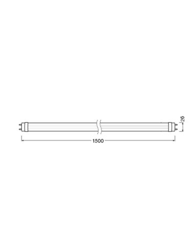 Dimensions du tube LED T8 EM Value 1500 mm 25,9 W | Équivalent à un tube fluorescent 58 W | OSRAM/Ledvance