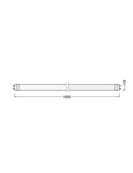Dimensions du tube LED T8 EM Value 1500 mm 25,9 W | Équivalent à un tube fluorescent 58 W | OSRAM/Ledvance