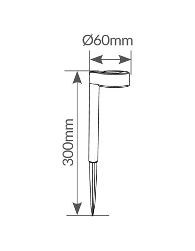 Luminária de jardim solar BANKI preta, modelo Beacon, 2800-3200K, iluminação indireta para baixo.
