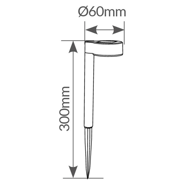 Luminária de jardim solar BANKI preta, modelo Beacon, 2800-3200K, iluminação indireta para baixo.