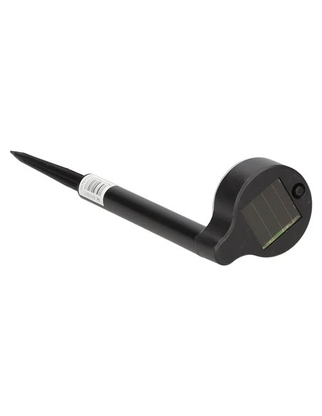 Luminária de jardim solar BANKI preta, modelo Beacon, 2800-3200K, iluminação indireta para baixo.