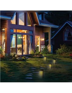 BANKI Schwarze Solar-Gartenleuchte mit Erdspieß, 2800-3200K, indirektes Downlight 2