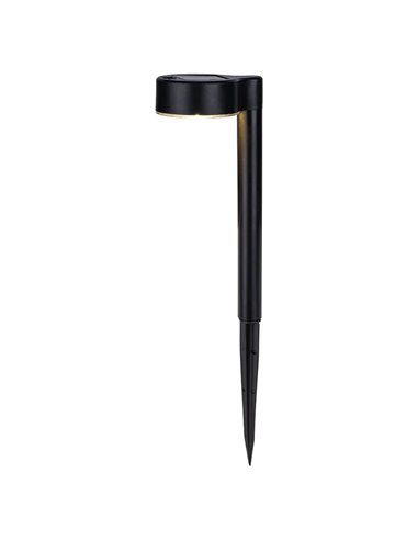Luminária de jardim solar BANKI preta, modelo Beacon, 2800-3200K, iluminação indireta para baixo.