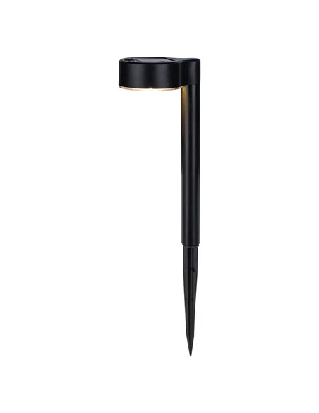 Luminária de jardim solar BANKI preta, modelo Beacon, 2800-3200K, iluminação indireta para baixo.