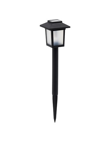 Lanterne solaire à piquet BUKKA noire à LED pour jardin, avec effet flamme 1600K et allumage automatique, IP44