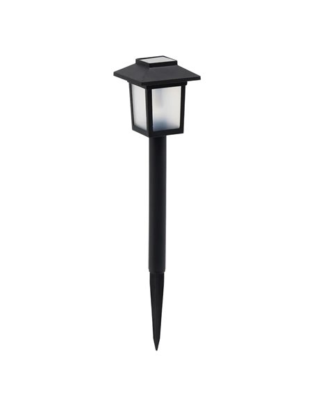 Estaca solar LED tipo farol BUKKA negra para Jardín con efecto llama 1600K y Encendido Automático, IP44