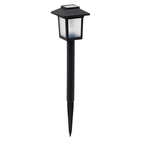 BUKKA Schwarze LED-Solar-Gartenlaterne mit 1600K Flammeneffekt und automatischer Einschaltfunktion, IP44
