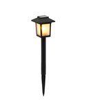 Lanterne solaire à piquet BUKKA noire à LED pour jardin, avec effet flamme 1600K et allumage automatique, IP44