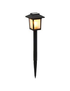 Lanterne solaire à piquet BUKKA noire à LED pour jardin, avec effet flamme 1600K et allumage automatique, IP44