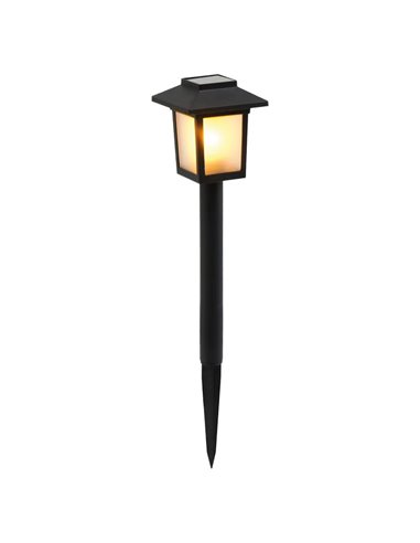 Estaca solar LED tipo farol BUKKA negra para Jardín con efecto llama 1600K y Encendido Automático, IP44