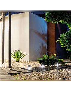 Lampe solaire LED à piquet TUNI, effet pierre, grise, 6000-8500K, IP44, avec allumage automatique pour jardin 2