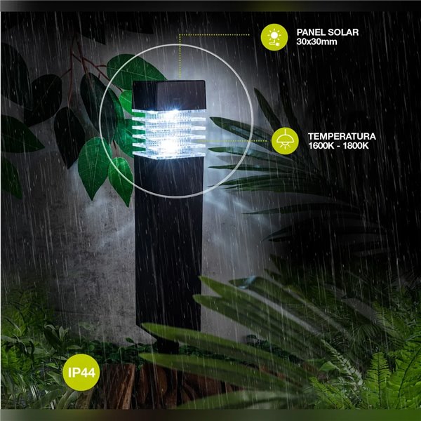 Estaca cuadrada solar LED NUWARA negra 6500K IP44 para Jardín con encendido automático