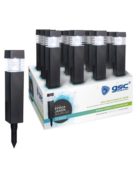NUWARA Luminária Solar Quadrada de LED Preta 6500K IP44 para Jardim com Acendimento Automático
