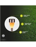 Lampe solaire à piquet NIALI LED avec effet flamme, acier inoxydable, 1800K, allumage automatique, IP44