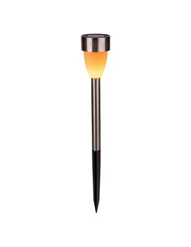 NIALI LED-Solar-Erdspießleuchte mit Flammeneffekt, Edelstahl, 1800K, automatische Einschaltung, IP44