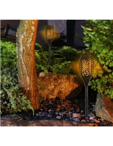 Antorcha solar LED efecto llama KODALA negra 1800K IP44 con encendido automático para Jardín