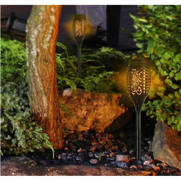 Antorcha solar LED efecto llama KODALA negra 1800K IP44 con encendido automático para Jardín