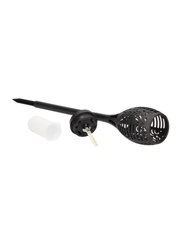 Lampe torche solaire LED KODALA noire 1800K IP44 avec effet flamme et allumage automatique pour le jardin