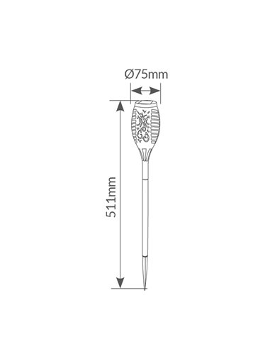 Antorcha solar LED efecto llama KODALA negra 1800K IP44 con encendido automático para Jardín