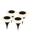 Lot de 4 piquets solaires LED IVATO noirs 3000K IP44 pour jardin avec allumage automatique