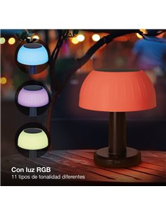 Lâmpada solar LED portátil URGANI RGB em formato de cogumelo, recarregável via USB, ideal para jardim e camping, IP44. 2