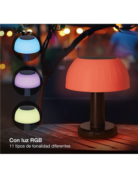 Lámpara Solar LED portátil tipo seta URGANI RGB recargable USB para Jardín y Camping, IP44