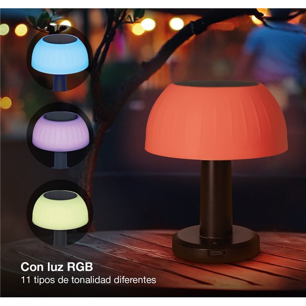 Lámpara Solar LED portátil tipo seta URGANI RGB recargable USB para Jardín y Camping, IP44