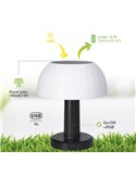Lâmpada solar LED portátil URGANI RGB em formato de cogumelo, recarregável via USB, ideal para jardim e camping, IP44.