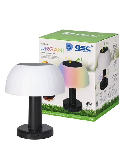 Lampe solaire LED portable URGANI RGB rechargeable USB en forme de champignon pour le jardin et le camping, IP44