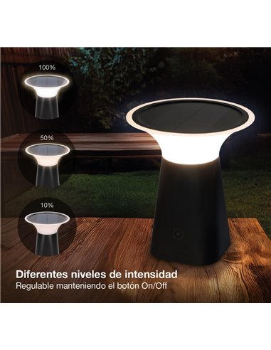 Lámpara Solar LED portátil DAGAL recargable USB 100Lm 3000K para Jardín y Camping