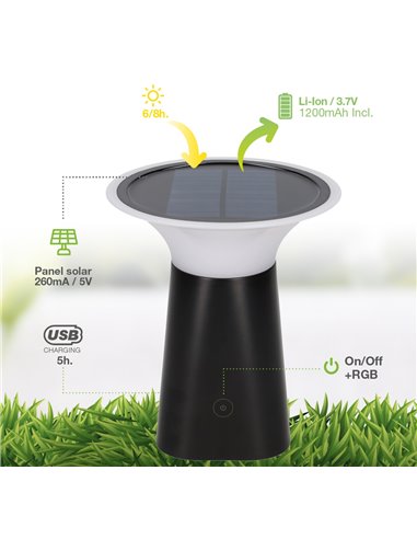 DAGAL Tragbare Solar-LED-Lampe, USB-aufladbar, 100 lm, 3000 K, für Garten und Camping