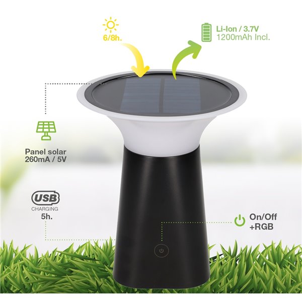 DAGAL Tragbare Solar-LED-Lampe, USB-aufladbar, 100 lm, 3000 K, für Garten und Camping