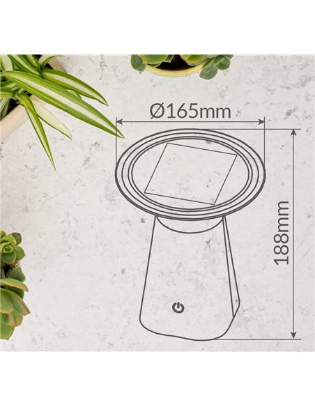 Lâmpada solar portátil LED DAGAL, recarregável via USB, 100 lúmens, 3000K, ideal para jardim e camping.
