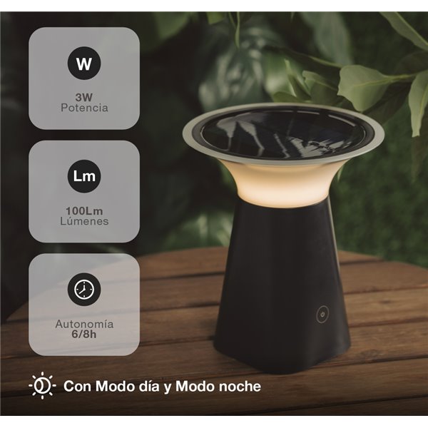 Lámpara Solar LED portátil DAGAL recargable USB 100Lm 3000K para Jardín y Camping