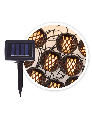 Guirlande lumineuse solaire décorative LED TENALI 2 mètres 2700K IP44 pour jardin et terrasse