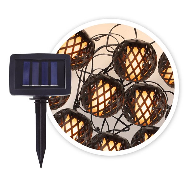 TENALI 2 Meter lange, dekorative LED-Solar-Lichterkette (2700 K, IP44) für Garten und Terrasse