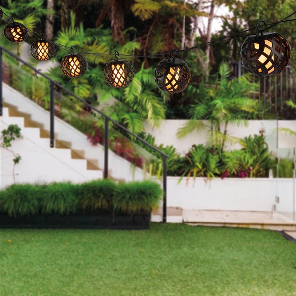 TENALI Cordão de luzes solares LED decorativo de 2 metros, 2700K, IP44, para jardim e terraço.