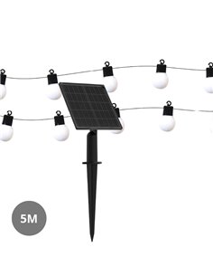 Kit Guirnalda Solar LED KALAVAL 10 Luces 5 metros 2300K IP65 para Jardín y Terraza