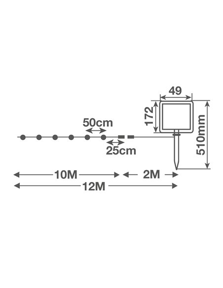 Kit Guirnalda Solar LED KALAVAL 20 bombillas blancas 2300K de 10 metros IP65