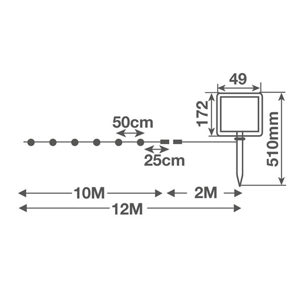 Kit de luzes solares de LED KALAVAL com 20 lâmpadas brancas de 2300K, 10 metros de comprimento, IP65