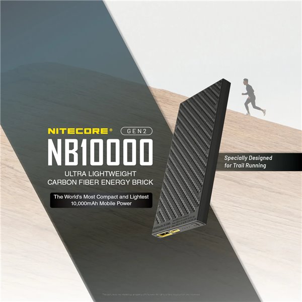 Batterie externe Nitecore NB10000 GEN2 Fibre de carbone 10000mAh 20W USB-C USB-A IPX5