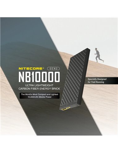 Power Bank Nitecore NB10000 GEN2 Fibra de Carbono 10000mAh 20W USB-C USB-A IPX5