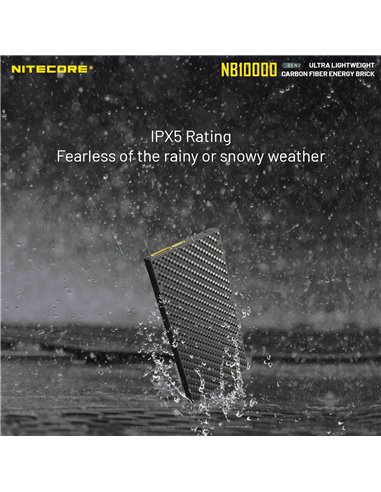Batterie externe Nitecore NB10000 GEN2 Fibre de carbone 10000mAh 20W USB-C USB-A IPX5