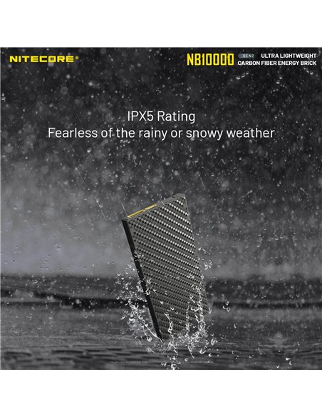 Powerbank Nitecore NB10000 GEN2 Faserverstärkter Kohlenstofffaser 10000mAh 20W USB-C USB-A IPX5