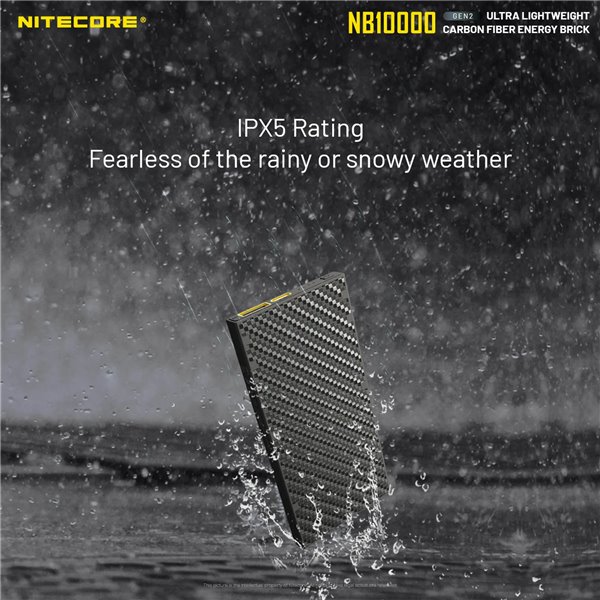 Power Bank Nitecore NB10000 GEN2 Fibra de Carbono 10000mAh 20W USB-C USB-A IPX5